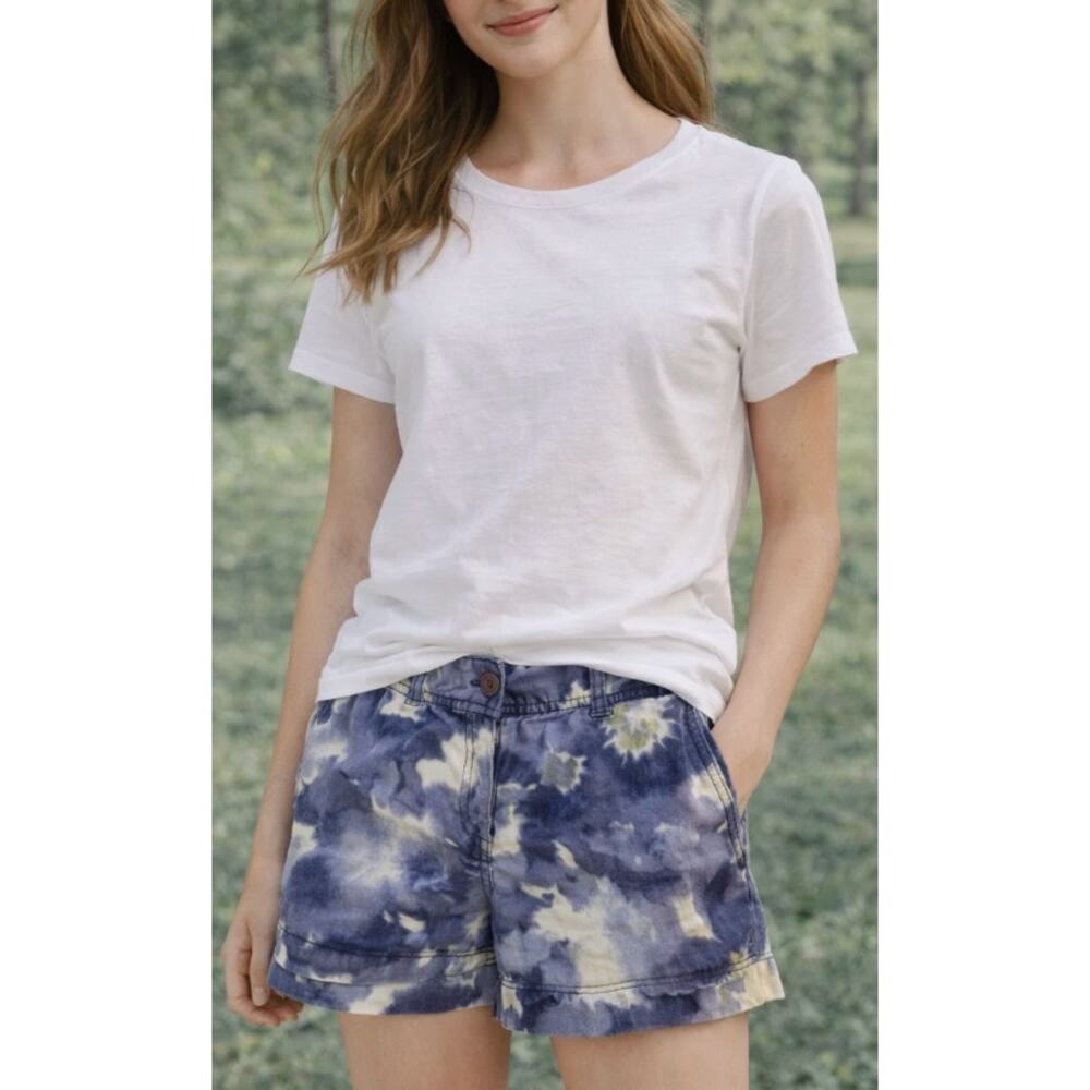 LOFT Womens Sz 2 Linen Cotton Floral Watercolor Print Shorts Purple Yellow White